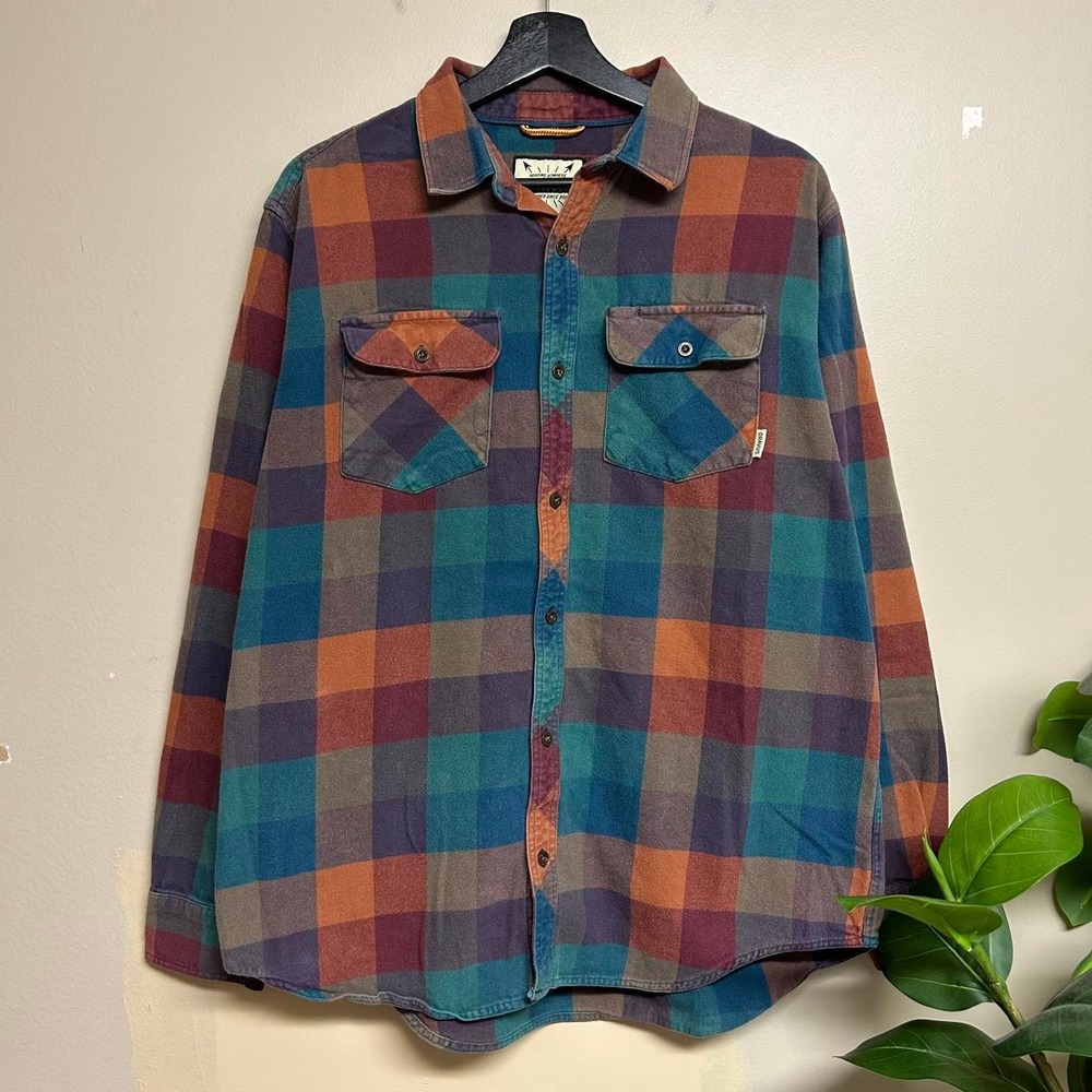 Dravus Mens XL Plaid Flannel Shirt Multi Color Long Sleeve Cotton Button Down